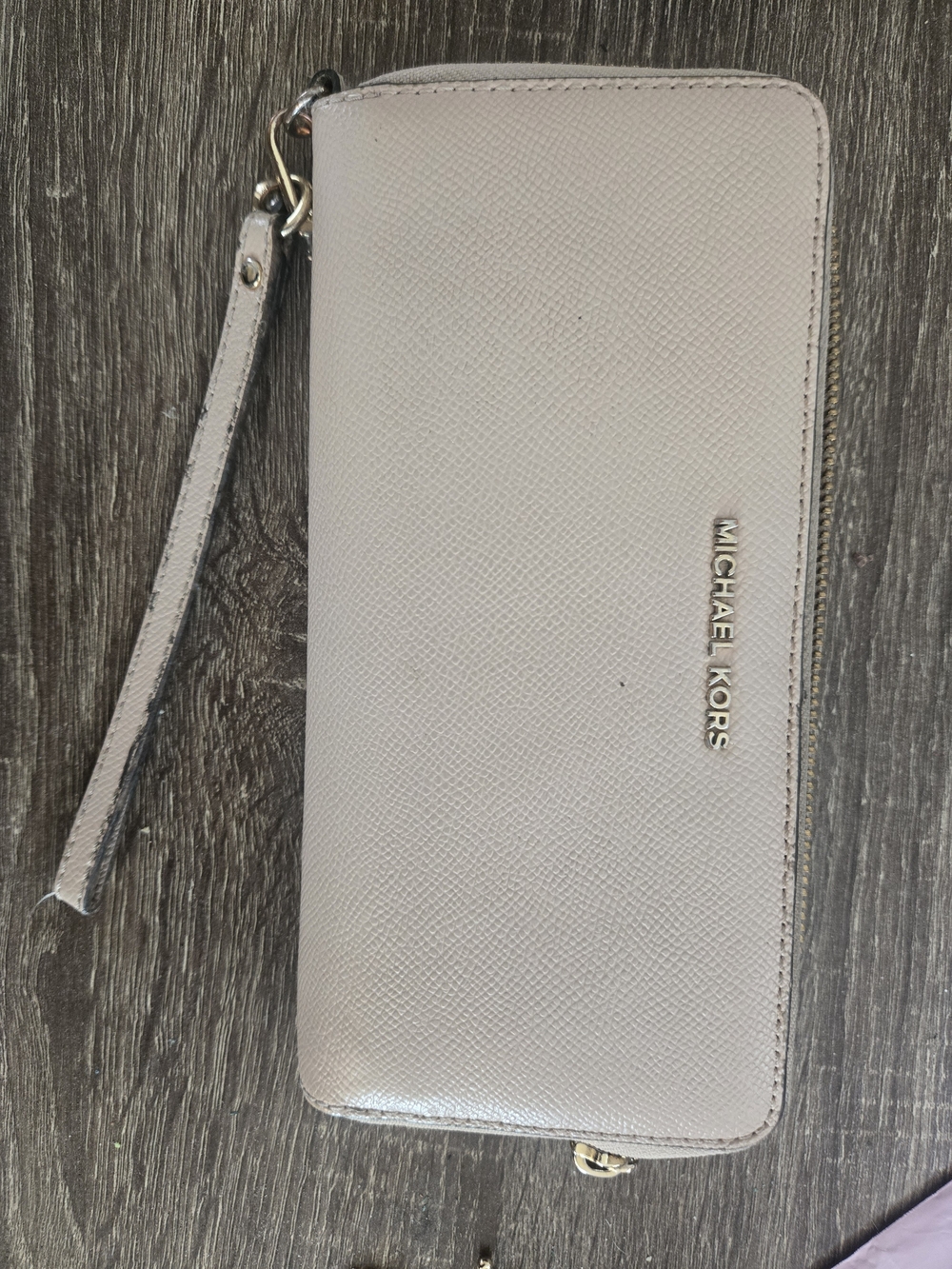 Michael Kors Zip-Around Wristlet Wallet in Light Taupe